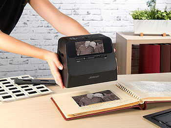 Somikon Fotoscanner: 3in1-Foto-, Dia- & Negativscanner mit 22 MP und HDMI-Ausgang, Akku (Scanner)