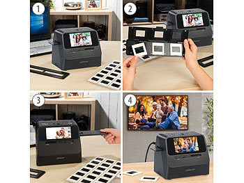 Somikon Fotoscanner: 3in1-Foto-, Dia- & Negativscanner mit 22 MP und HDMI-Ausgang, Akku (Scanner)