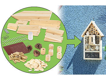 PEARL Insektenhotel Bastelset: 4er-Set Insektenhotel-Bausätze, Nisthilfe und Schutz für Nützlinge (Insektenhotel Insektenhaus)