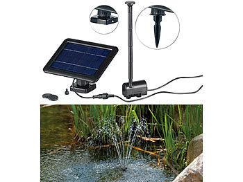 Royal Gardineer Solarpumpe: Teich- und Springbrunnen-Pumpe mit 2-Watt-Solarpanel und Akkubetrieb (Solarpumpe Brunnen)