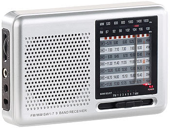 auvisio Transistorradio:
auvisio Analoger 9-Band-Weltempfänger mit FM, MW & 7x KW, Jackentaschen-Format