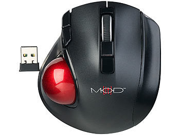 Mod-it Trackball Maus: Kabelloser Funk-Laser-Trackball mit 5 Tasten und Scrollrad, 1.200 dpi (Funk-Maus)