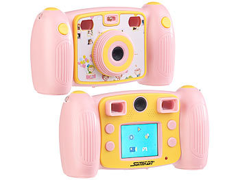 Somikon Kinderkamera: Kinder-Full-HD-Digitalkamera, 2. Objektiv für Selfies & 2 Sucher, rosa (Kamera Kinder)