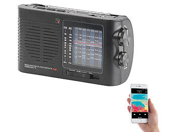 auvisio Weltradio: auvisio Analoger 9-Band-Weltempfänger mit Bluetooth, USB, SD, AUX und Akku
