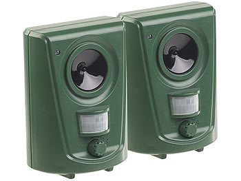 Royal Gardineer Taubenabwehr Ultraschall: 2er-Set Universal-Ultraschall-Tierschreck, Bewegungssensor, für 60 m² (Hundeabwehr)