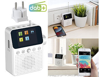 VR-Radio Badradio: VR-Radio 2in1-Steckdosenradio mit DAB+, Bluetooth, Bewegungsmelder, Akku, 8 W