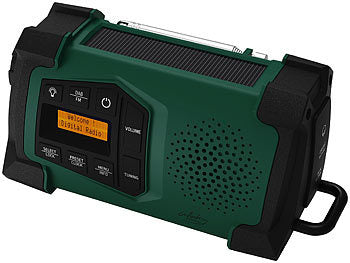 infactory Dynamo Radio:
infactory Mobiles Kurbelradio mit DAB+, EWF-Funktion, Solarpanel, LED, USB