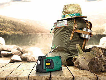 infactory Dynamo Radio:
infactory Mobiles Kurbelradio mit DAB+, EWF-Funktion, Solarpanel, LED, USB