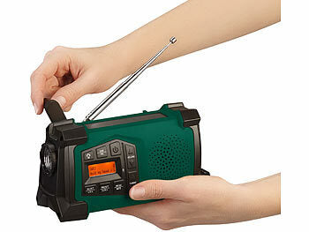 infactory Dynamo Radio:
infactory Mobiles Kurbelradio mit DAB+, EWF-Funktion, Solarpanel, LED, USB