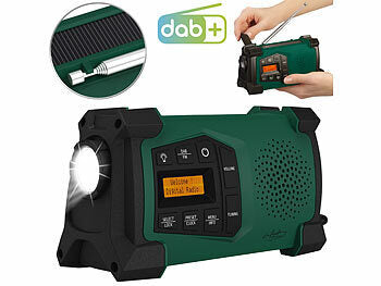 infactory Dynamo Radio:
infactory Mobiles Kurbelradio mit DAB+, EWF-Funktion, Solarpanel, LED, USB