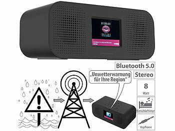 VR-Radio DAB Radiowecker: VR-Radio Stereo-Radio-Wecker mit DAB+, Notfall-Warn-Funktion, USB, Bluetooth