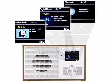 VR-Radio Digitalradio:
VR-Radio Digitales DAB+-Radio, 2,4"/6,1-cm-Farbdisplay, Bluetooth, Holzgehäuse (CH-Version) (CH-Version)