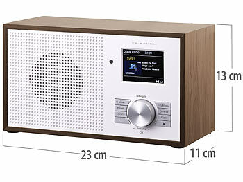VR-Radio Digitalradio:
VR-Radio Digitales DAB+-Radio, 2,4"/6,1-cm-Farbdisplay, Bluetooth, Holzgehäuse (CH-Version) (CH-Version)