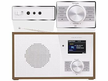 VR-Radio Digitalradio:
VR-Radio Digitales DAB+-Radio, 2,4"/6,1-cm-Farbdisplay, Bluetooth, Holzgehäuse (CH-Version) (CH-Version)