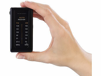 VR-Radio Taschenradio: VR-Radio Mobiles Mini-FM/AM-Transistorradio mit Ohrhörern, extralange Laufzeit
