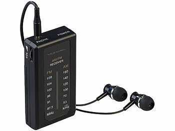 VR-Radio Taschenradio: VR-Radio Mobiles Mini-FM/AM-Transistorradio mit Ohrhörern, extralange Laufzeit