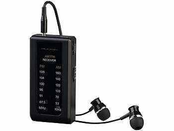 VR-Radio Taschenradio: VR-Radio Mobiles Mini-FM/AM-Transistorradio mit Ohrhörern, extralange Laufzeit