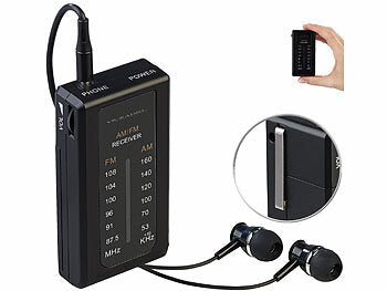 VR-Radio Taschenradio: VR-Radio Mobiles Mini-FM/AM-Transistorradio mit Ohrhörern, extralange Laufzeit