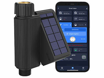Royal Gardineer Solarbewässerungssystem: WLAN-Bewässerungscomputer, Solarpanel, BT-Gateway, App, Bodensensor