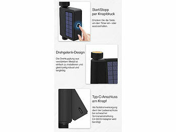 Royal Gardineer Solarbewässerungssystem: WLAN-Bewässerungscomputer, Solarpanel, BT-Gateway, App, Bodensensor