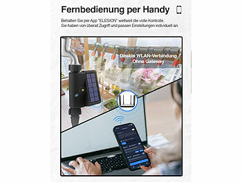 Royal Gardineer Solarbewässerungssystem: WLAN-Bewässerungscomputer, Solarpanel, BT-Gateway, App, Bodensensor