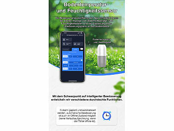 Royal Gardineer Solarbewässerungssystem: WLAN-Bewässerungscomputer, Solarpanel, BT-Gateway, App, Bodensensor