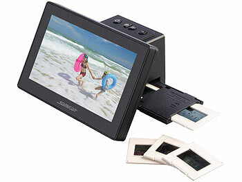 Somikon Negativ Scanner: Stand-Alone-Dia- & Negativscanner, 17,8 cm/7"-IPS-Display, 25 MP, HDMI (Diaprojektor)