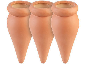 Royal Gardineer Bewässerung Pflanzen: 3er-Set 2in1-Terracotta-Wasserspender für Topfpflanzen, je 330 ml (Wasserspender für Pflanzen)