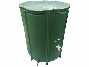 Royal Gardineer Wassertonne: Faltbare Regentonne mit Deckel, 500 l, 620 GSM-PVC, Schlauchanschluss (Regentonne-Regenwassertonne)