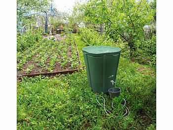 Royal Gardineer Wassertonne: Faltbare Regentonne mit Deckel, 500 l, 620 GSM-PVC, Schlauchanschluss (Regentonne-Regenwassertonne)