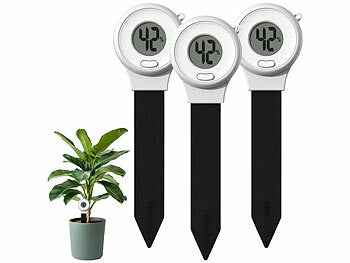 Royal Gardineer Pflanzensensor: 3er-Set digitale Boden-Feuchtigkeitsmessgeräte für Pflanzen, LCD