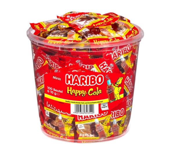 100 x haribo happy cola minis a 10g