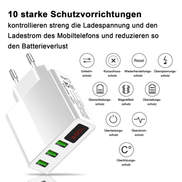 161698620 multi usb ladegeraet 3 fach 5v 3a mit led display eu netzteil weiss eaxus zoom 02