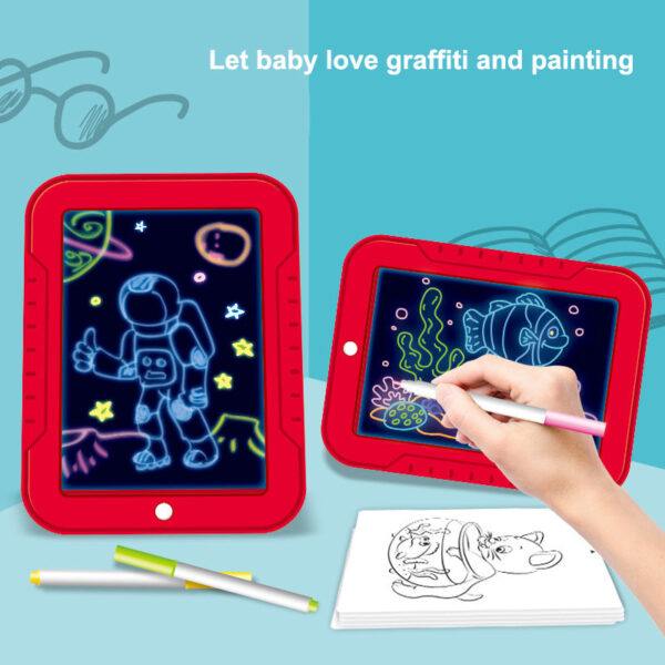 3D Magic Drawing Pad Children LED Light Luminous Board Painting Learning Educational Toys Kids Writing Board 2