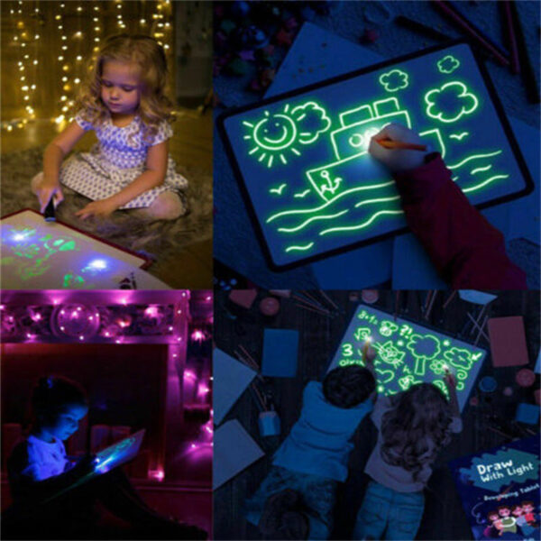 3D Magic Drawing Pad Children LED Light Luminous Board Painting Learning Educational Toys Kids Writing Board 3