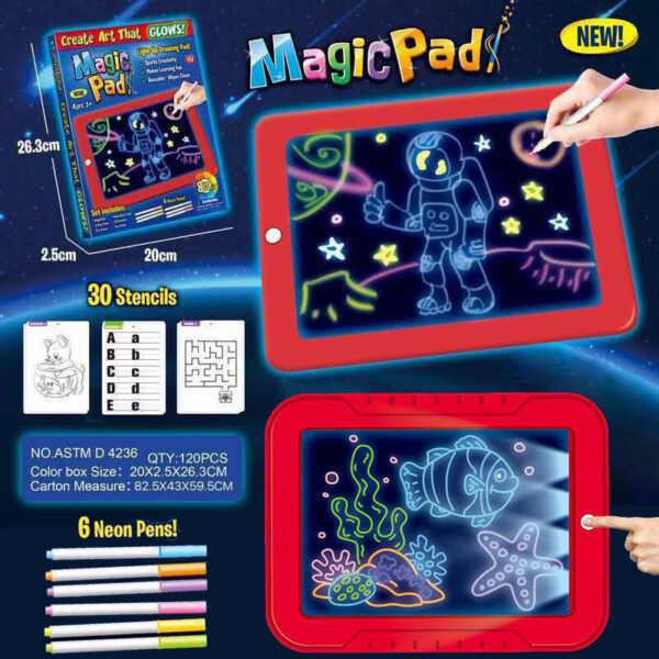 3D Magic Drawing Pad Children LED Light Luminous Board Painting Learning Educational Toys Kids Writing Board 5