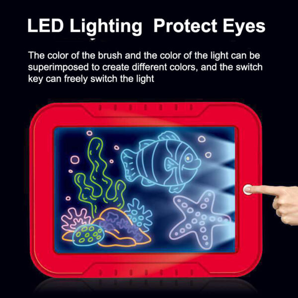 3D Magic Drawing Pad Children LED Light Luminous Board Painting Learning Educational Toys Kids Writing Board 6