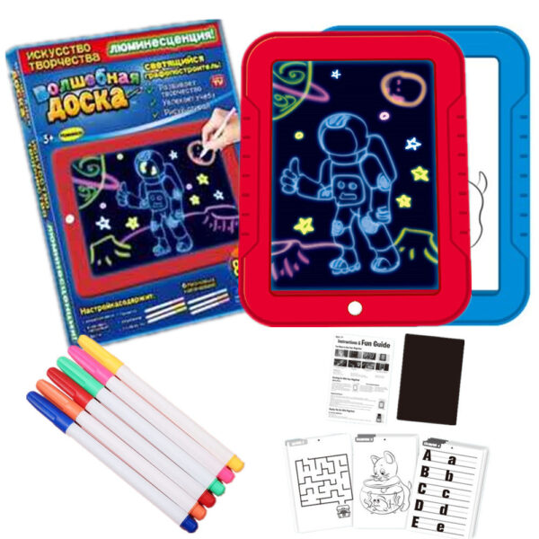 3D Magic Drawing Pad Children LED Light Luminous Board Painting Learning Educational Toys Kids Writing Board 7