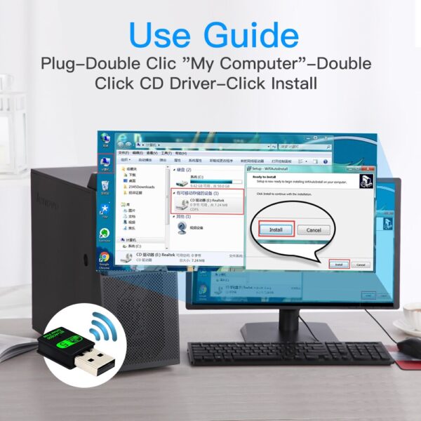 600 MBit s USB WLAN Bluetooth Adapter 2 in1 Dongle Dualband 2 4g 5GHz USB WLAN 4