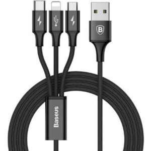 MEDIUM baseus multi 3 in 1 ladekabel usb usb c lightning microusb 1 2m schwarz