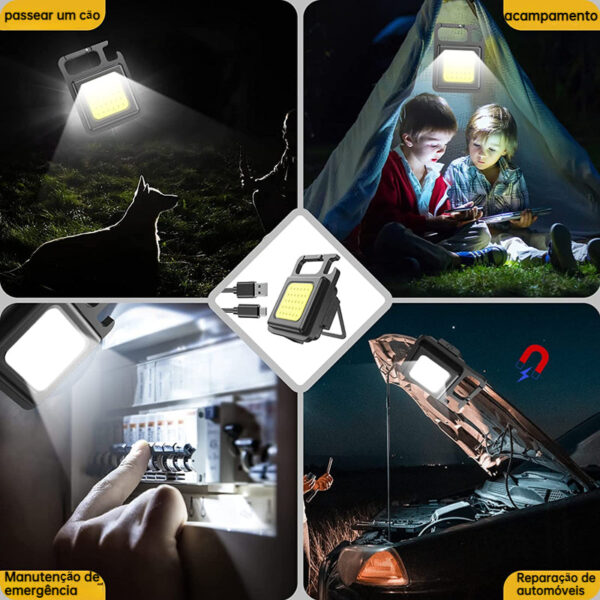 Mini LED Arbeits Licht Multifunktionale Glare COB Keychain Licht Wiederaufladbare Tragbare Taschenlampe Outdoor Camping Korkenzieher 4