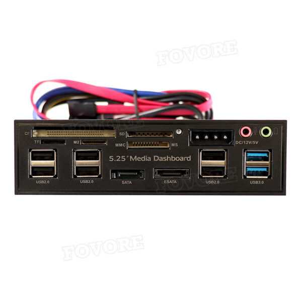 Multifuntion 5 25 Media Dashboard Kartenleser USB 2 0 USB 3 0 20 pin e SATA 1