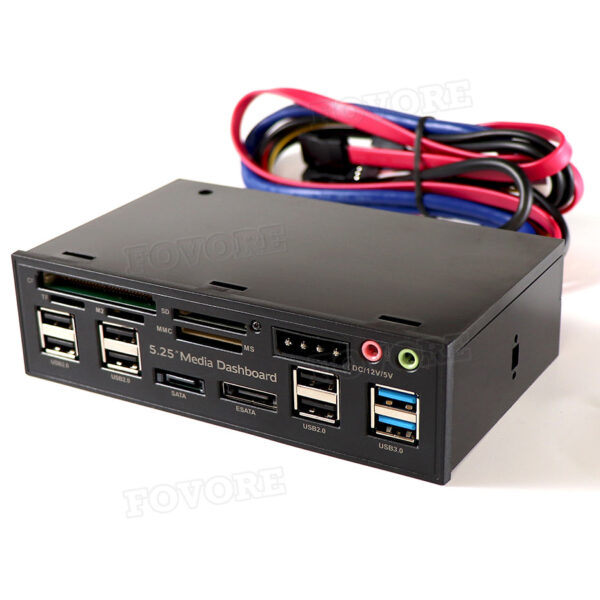 Multifuntion 5 25 Media Dashboard Kartenleser USB 2 0 USB 3 0 20 pin e SATA 2