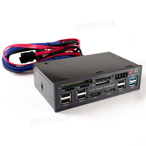 Multifuntion 5 25 Media Dashboard Kartenleser USB 2 0 USB 3 0 20 pin e SATA 3