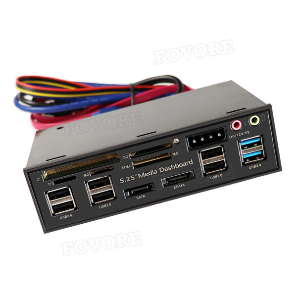 Multifuntion 5 25 Media Dashboard Kartenleser USB 2 0 USB 3 0 20 pin e SATA 4