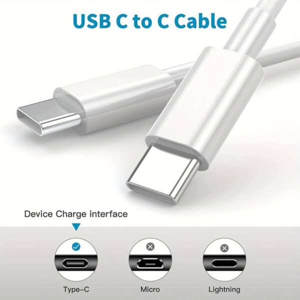 USB C zu USB C Kabel 2M 100WSchnellladekabelinWeiss 1