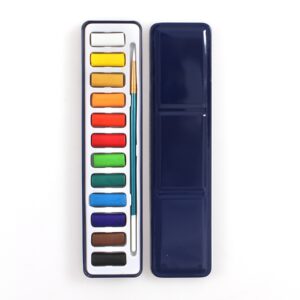 12 Farben Tragbare Eisenbox Feste Aquarellfarben Set für Künstlerschüler im Freien Aquarell Skizze Malerei Briefpapier