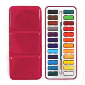 24 Farben Tragbare Eisenbox Feste Aquarellfarben Set für Künstlerschüler im Freien Aquarell Skizze Malerei Briefpapier