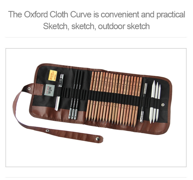 Skizzierwerkzeuge für Anfänger (18 Stück Skizzierstifte + Kohlestift + Radiergummis + Stiftvorhang + Künstlermesser) Skizzierset – Bild 4