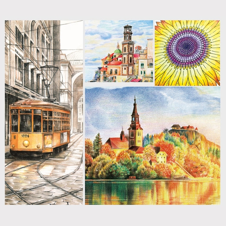 Professionelle Kunstskizze Malbücher Zeichnen Lebendige Farben 48-Farben-Buntstifte aus Holz – Bild 6